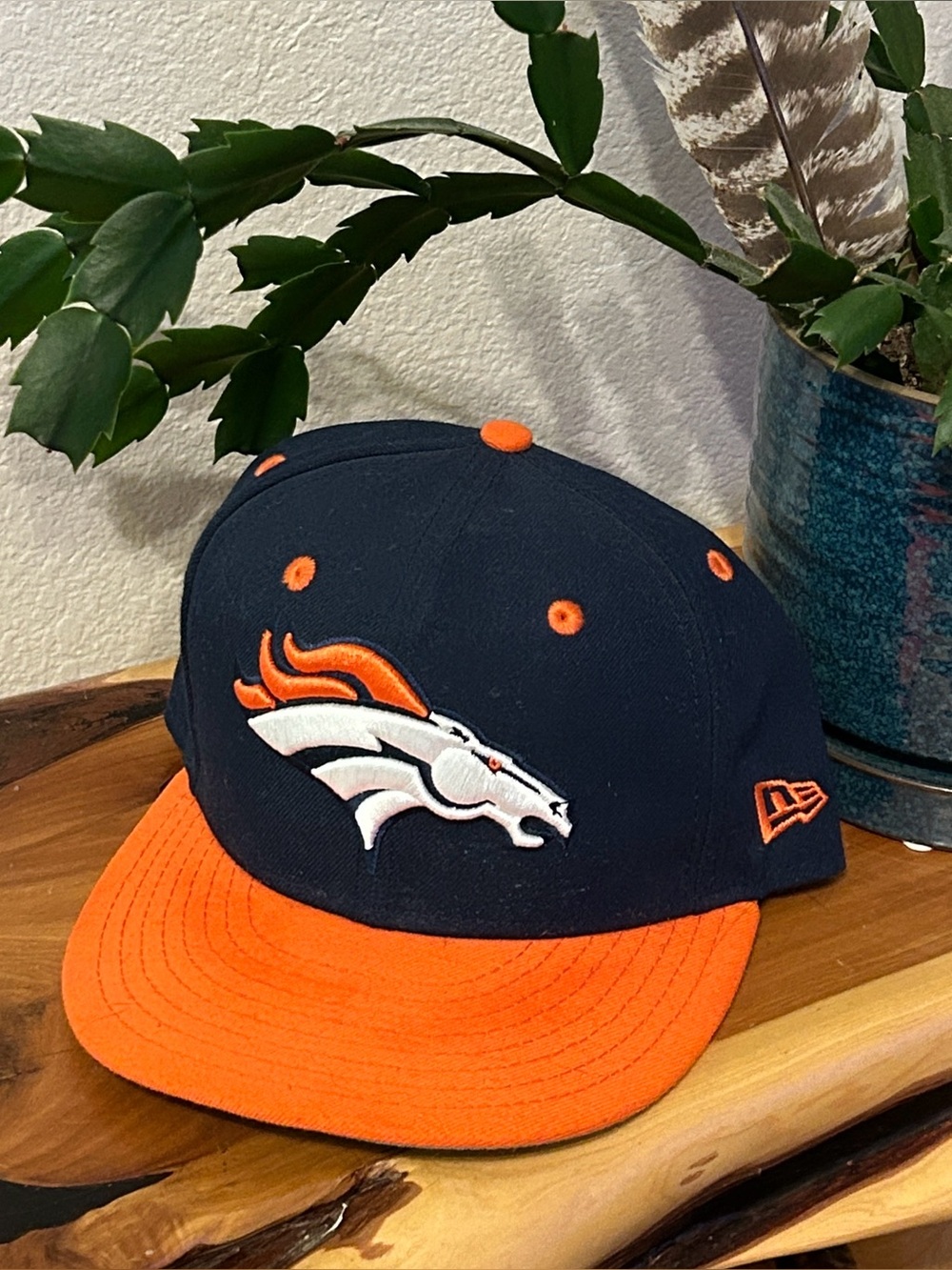 New Era Denver Broncos Navy and Orange Official NFL Cap 7 3/8